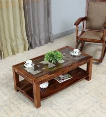 Solid Wood Coffee Table With Glass Top