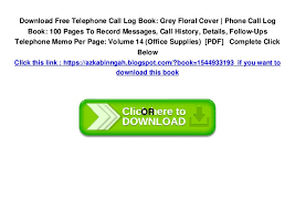 Telephone Call Log Book Grey Floral Cover Phone Call Log Book 100