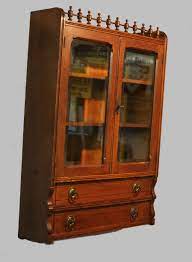 antique oak wall curio cabinet