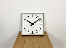 large gray square wall clock from