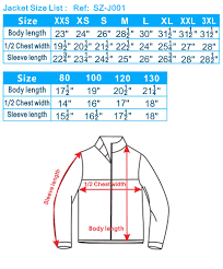 Jackets Windbreakers Outerwear Size Chart