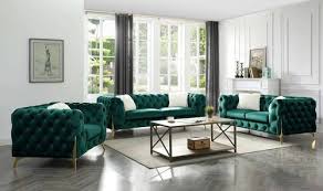 Moderno Green Velvet Sofa Loveseat By