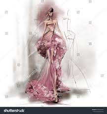 ピンクのドレスを着た手描きの美しい若い女性。 おしゃれな女性。 おしゃれなかわいい女の子。 スケッチ。」のイラスト素材 1832056360 |  Shutterstock