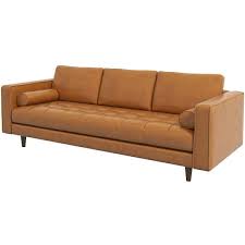 Mid Century Modern Genuine Leather Sofa