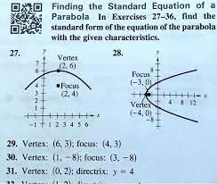 Equation Of A Parabola In Exercises