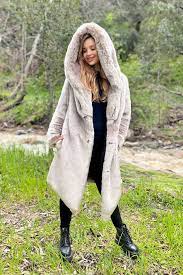 Faux Chinchilla Fur Hooded Winter Coat