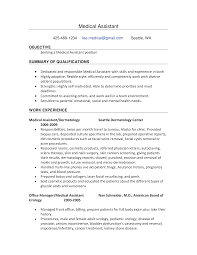 Medical Assistant Work Experience Resume Templates At