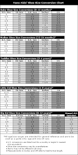 Vans Kids Shoe Size Chart Shoe Size Chart Kids Size Chart