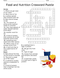 food and nutrition crossword puzzle