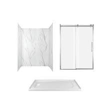 alcove shower wall door and base kit