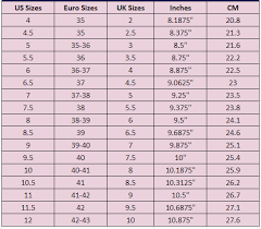 Shoe Size Chart Conversion For Men Women Kids Usa Eu