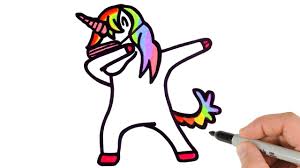 how to draw unicorn dabbing step by