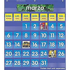 Scholastic Spanish Monthly Calendar Pocket Chart Addons