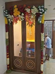 Wooden And Glass Pooja Room Doors For Home