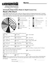 Scholastic News Read A Pie Chart Worksheet For 4th 6th