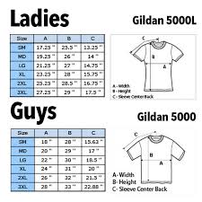 Gildan 5000 5000l Sizing Chart Thats A Cool Tee