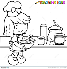 With their help, your child will get acquainted with things for boys and girls. Little Girl Cooking Coloring Page Illustration 54812367 Megapixl