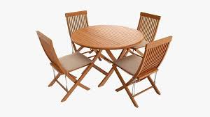 Outdoor Wooden Table With 4 Chairs 3d