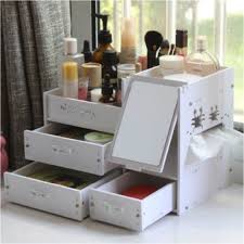 white makeup organiser box with drawers
