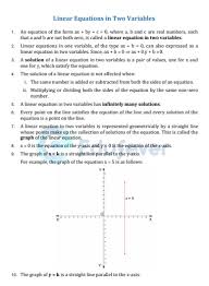 Linear Equations In Two Variables Worksheet