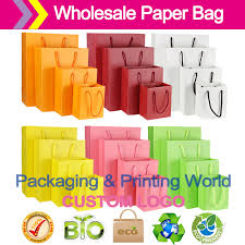         cm White Paper Shopping Bag With Handle    gsm Kraft Paper Bag  Can  OEM Customized Printing Logo  Free Shipping