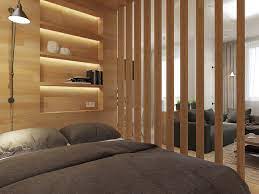 wood slat room divider interior