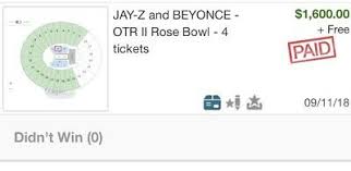 Jay Z And Beyonce Rose Bowl 9 22 2018 Sec 6 L Row 35