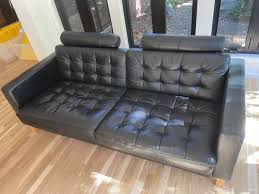Leather Ikea Couch Black 2 3 Seater