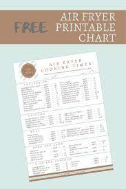free printable air fryer cooking chart