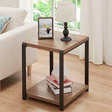 Square Side Table With Storage Shelf