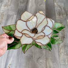 Handcrafted Stained Glass Magnolia