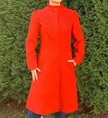 Vintage Retro Red Wool Pea Coat Women S