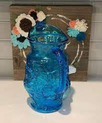 Water Pitcher Blue Glass Fl Glass