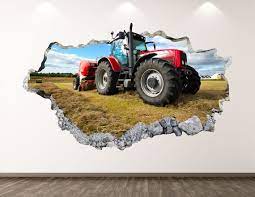 Tractor Wall Decal Farm 3d Smashed Wall