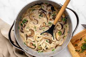 creamy mushroom udon noodle soup from