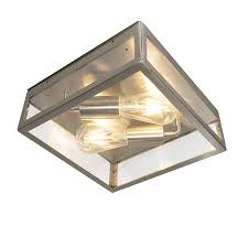 Modern Square Ceiling Lamp 2 Steel Ip23