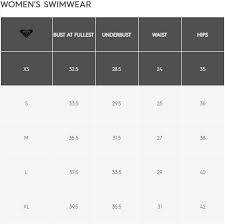 women s swimwear size chart roxy