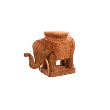 Rattan Bamboo Elephant Side Table Brown