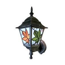 stained glass outdoor wall light leaves