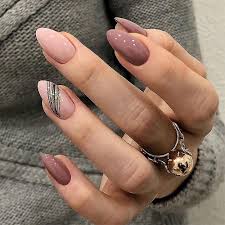 glossy pink almond press on nails with