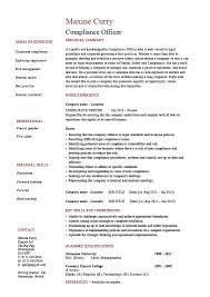 Compliance Officer Resume Objective Sample Example Regulations
