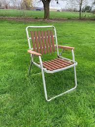Lawn Chair Wood Aluminum Chair Vtg