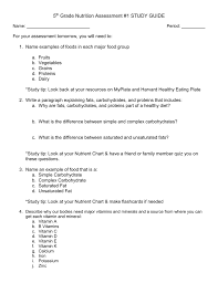 5th Grade Nutrition Assessment 1 Study Guide Name Period
