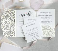 White Wedding Invitations With Envelopes Elegant Lace Invitation With Template Laser Cut Floral Printable Diy Kit Sample
