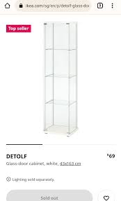 Ikea Detolf Glass Cabinet 163cm
