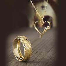 14k gold italian love necklace ring