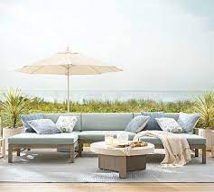 Outdoor Indio Fsc Eucalyptus 3 Piece U Shaped Double Chaise Sectional Frame 1 La Double Chaise 1 Armless Loveseat 1 Ra Double Chaise Biscotti