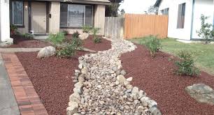 Small gutter system with rocks. 20 Front Yard Ideas With Rocks Magzhouse