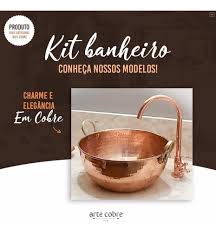 Comprar kit banheiro cobre descontos de at. Cuba E Torneira De Cobre Mercado Livre