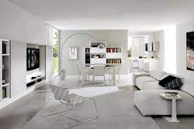 pure white minimalist living room 20